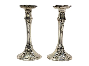 Woodside Sterling Art Nouveau Silver Candlesticks