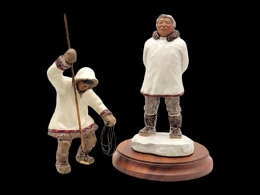 C. Alan Johnson Ceramic Figurines - Seal Hunter & Whale Watch