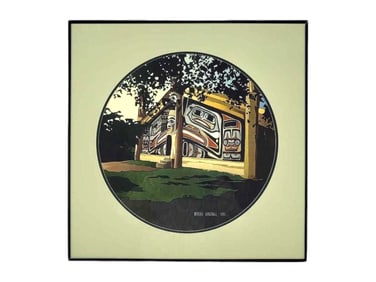 Byron Birdsall Watercolor of the Totem Bight Community House