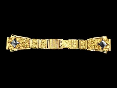 Gold Nugget, 10k Yellow Gold & Hematite Spiedel Watch Band