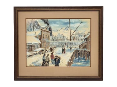 R. Jackson Watercolor View of Skagway for Paramount Studios c.1915