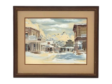 R. Jackson Watercolor View of Skagway for Paramount Studios c.1915