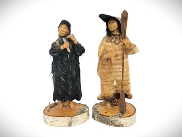 "Driftwood Pack" & "Halibut Fisher" Aleut Dolls - Linda Duran