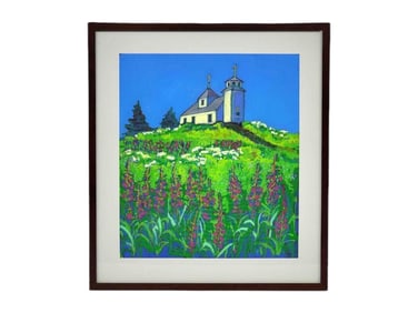 Ayse Gilbert "Russian Orthodox Church, Seldovia, July" Oil Pastel