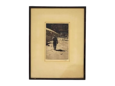 Eustace Ziegler Original Engraving of Gold Miners