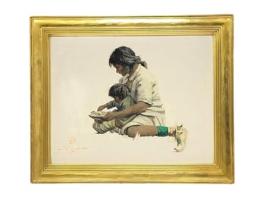 Eustace Zeigler "Doxie and Basil" Oil Painting