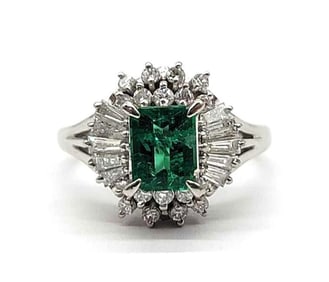 Platinum, Diamond & Emerald Ring