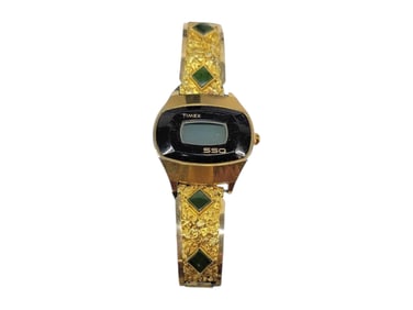 Gold Nugget, 10k Yellow Gold & Jade Timex SSQ Digital Men's Watch