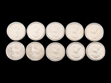 10x 1981 30 Yuan Chinese Silver Year of the Rooster BU Silver Coins
