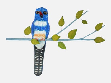 "Kingfisher" Painted Wood Sculpture - Alvin Eli Amason