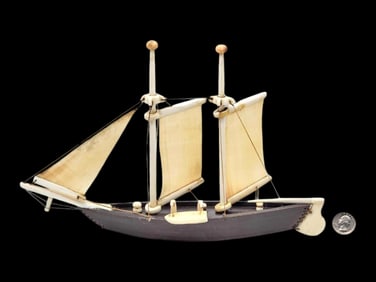 Iñupiaq Baleen & Walrus Tusk Sailboat