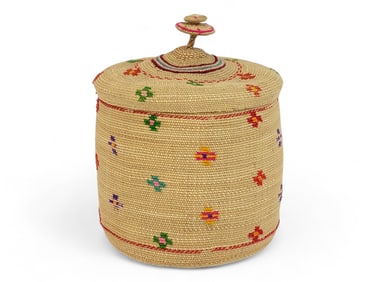 Antique Aleut Basket Coiled Grass Basket