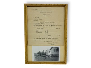 1920 Dept. of the Interior Anchorage Land Sale Correspondence & Photo