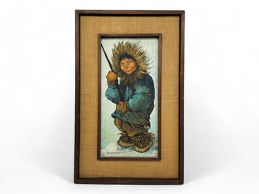 Joan Arend Kickbush Oil Portrait of a Man w/ Harpoon