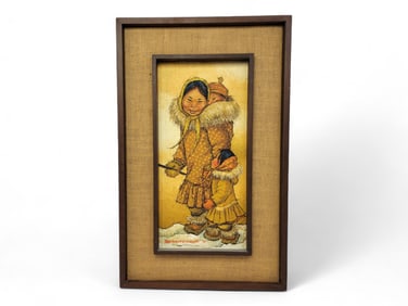 Joan Arend Kickbush Oil Portrait of a Woman & Children