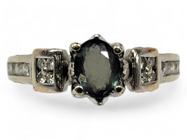 Alexandrite & Diamond Ring in 14k White Gold