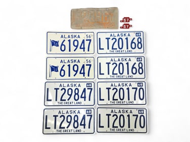 Alaska Vehicle License Plates - 1950, 1956 & 1968