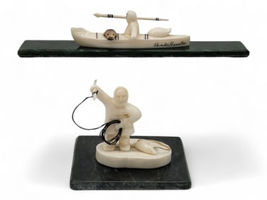Walrus Tusk Seal Hunter Figurines - Edward N. Penatac & Jerome Koezuna