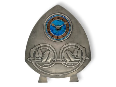 Liberty Tudric Pewter & Enamel Mantel Clock - Archibald Knox