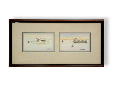 Robert Mayokok Arctic Life Pencil & Watercolor Original Drawings