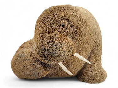 Walrus Tusk & Whale Bone Walrus Sculpture