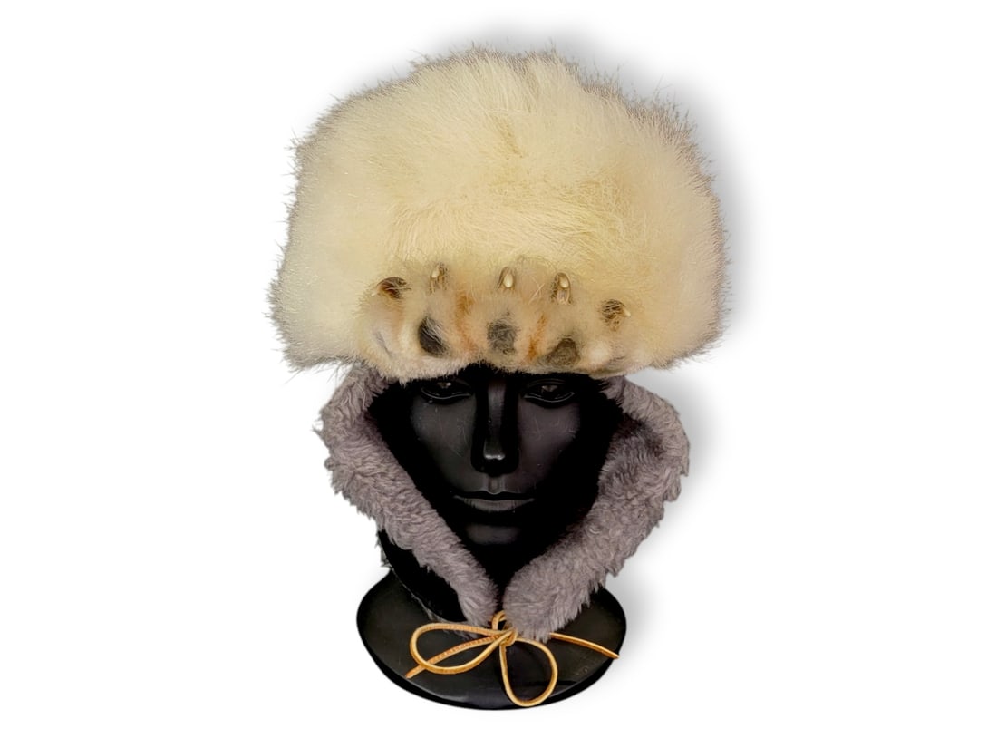 Trapper-Style Polar Bear Fur Hat w/ Claws (1 of 7)
