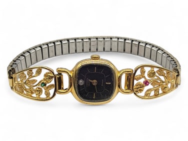 Ladies Citizen Seven Watch w/ Alaska Placer Gold Nuggets w/ Diamond, Ruby & Emerald