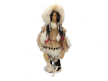 XL Handmade Eskimo Doll w/ Fur Parka