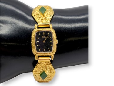 Ladies Seiko Alaska Gold Nugget & Jade Watch
