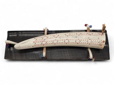 Walrus Tusk Cribbage Board on Baleen Base