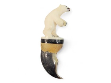 Polar Bear Claw w/Carved Polar Bear Finial