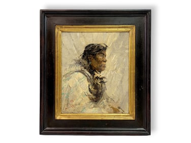 Eustace Paul Ziegler "Old Woman, Tanana, Alaska" Oil Painting