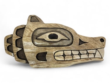 W.C. Andy Covlasky Formline Moose Antler Seawolf Carving