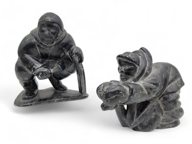 Inuit Soapstone Hunter Sculptures