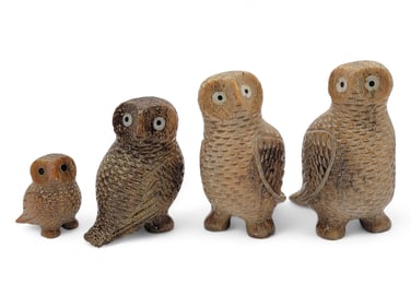 Eskimo Owl Carvings - Gordon Oosevaseuk & Melcher Oozevaseuk