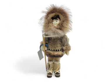 Alaska Native Doll w/ Walrus Tusk, Seal Skin & Furs - Ruby Eningowuk