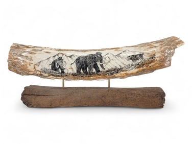 Mammoth Tusk w/ Scrimshaw - George Vukson