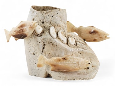 Walrus Tusk & Jawbone Salmon Diorama - Kent Heindel