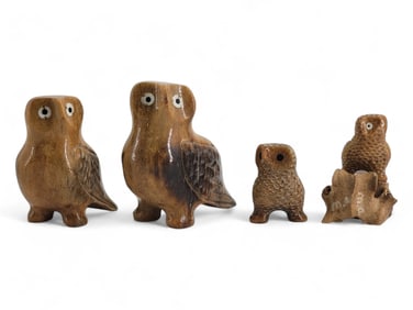Carved Owl Figurines - Melcher Oozevaseuk
