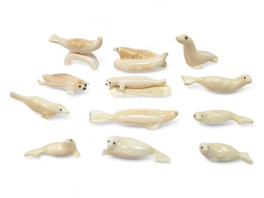 Carved Walrus Tusk Seals