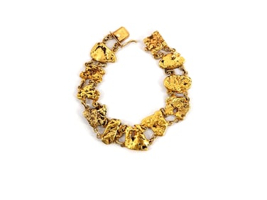 Alaska Gold Nugget & 14k Yellow Gold Bracelet