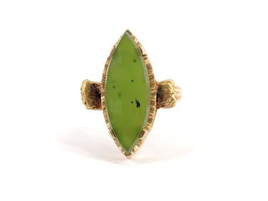 10k Yellow Gold, Gold Nugget & Jade Ring