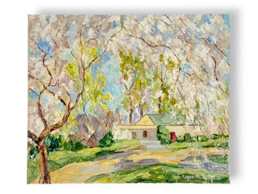 Roger M. Rittase Pennsylvania Impressionist Church Scene Painting