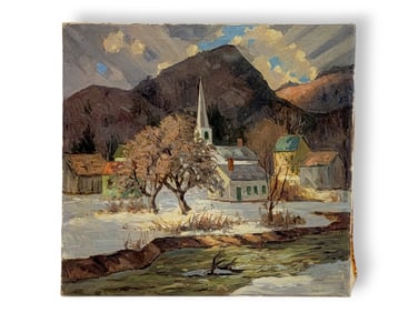 Roger M. Rittase: Pennsylvania Impressionist Church Scene Painting, c. 1940