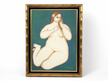 Margaret Keane "Nude Hawaiian Female" Oil Painting