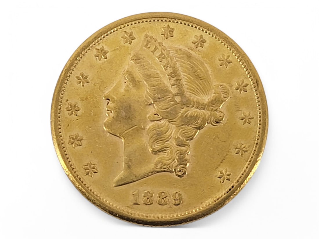 1889-S $20 Liberty Head Double Eagle Gold Coin: Variety: Liberty Head Gold Double Eagle Face Value: $20.00 Year(s)/Mint Mark(s): 1889-S Metal Content: 90% Gold, 10% Copper Graded: