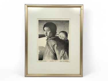 Fred Machetanz "Little Mother" Stone Lithograph