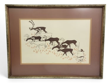 Rie Muñoz "Reindeer Herd" Serigraph