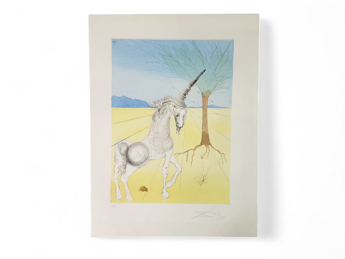 Salvador Dali "Joseph" Print: A signed loose Épreuve d'Artiste (EA) from the 12 Tribes of Israel Series entitled "Joseph", by late painter and surrealist artist Salvador Dalí (Spanish, 1904-1989) c.1973. The piece portrays a bar