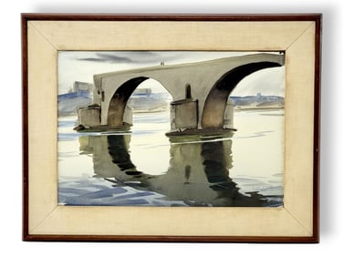 Eliot O'Hara Original Arched Pier Watercolor Painting w/ Books & Postcard